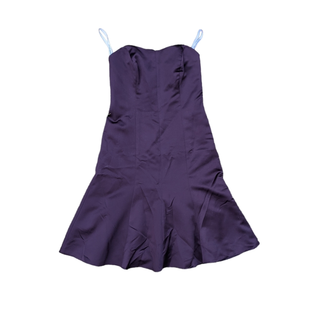 Fitted Strapless Chocolate Brown Fit n Flare Mini Dress David's Bridal Size 2 XS